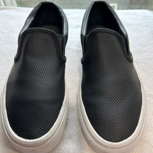 Vans Classic Slip-On Perforated Leather Shoe Black - Picture 1 of 8